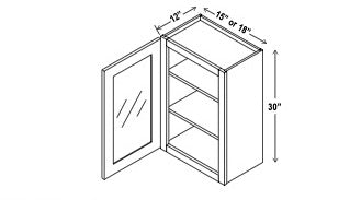 Glass Wall Cabinet - 30”H - 1 Door