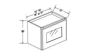 Glass Wall Cabinet - 15"H - 1 Door