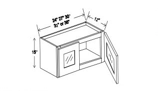 Glass Wall Cabinet - 15"H - 2 Door