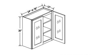 Glass Wall Cabinet - 30”H - 2 Door