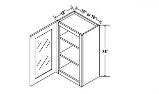 Glass Wall Cabinet - 36”H - 1 Door