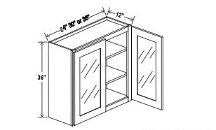 Glass Wall Cabinet - 36”H - 2 Door