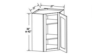 Diagonal Corner Wall Cabinet - 27”W