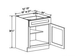 Standard Base Cabinet - 1 Door, 1 Drawer