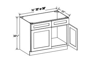 Vanity Sink Base Cabinet - 2 False Drawer