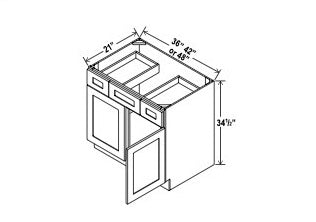 Vanity Sink Base Cabinet - 2 Door, 2 Drawer (on top)